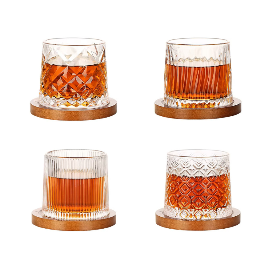 Yacht Club Style Rotating Whiskey Glass & Coaster