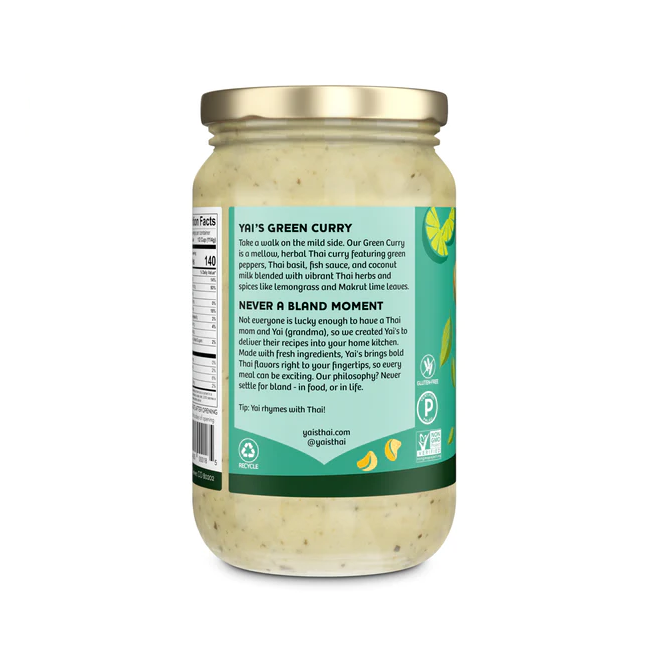 Classic Green Curry Cooking Sauce Yai's Thai Whole30 Approved Paleo Vegan Gluten Free