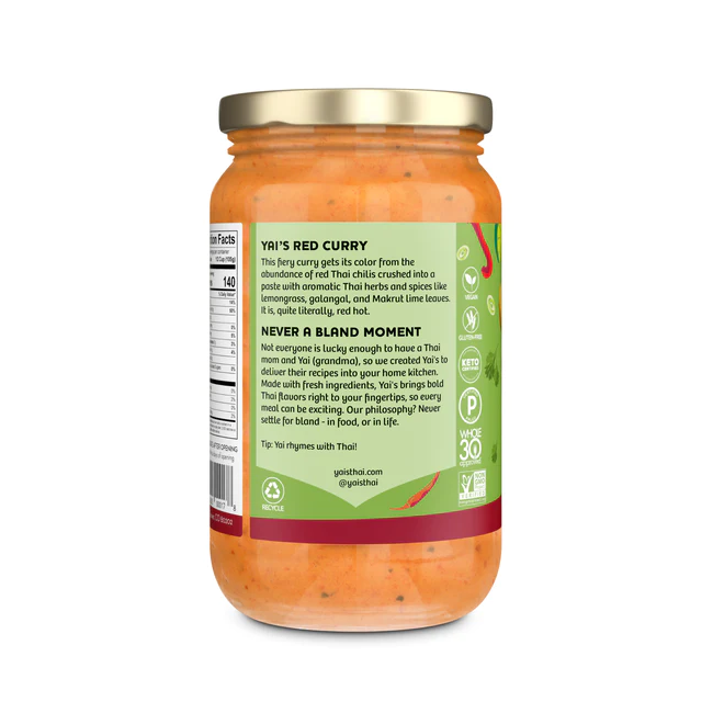 Classic Red Curry Cooking Sauce Yai's Thai Whole30 Approved Paleo Vegan Gluten Free