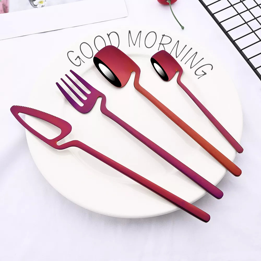 Colorful Silverware In Unique Shapes Surreal Stainless Steel Flatware