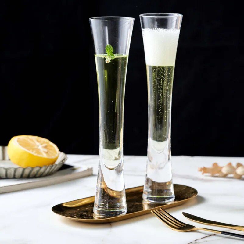 Two Classy Drinks Champagne Served In Glass Flutes Aspire Modern Style Glasses