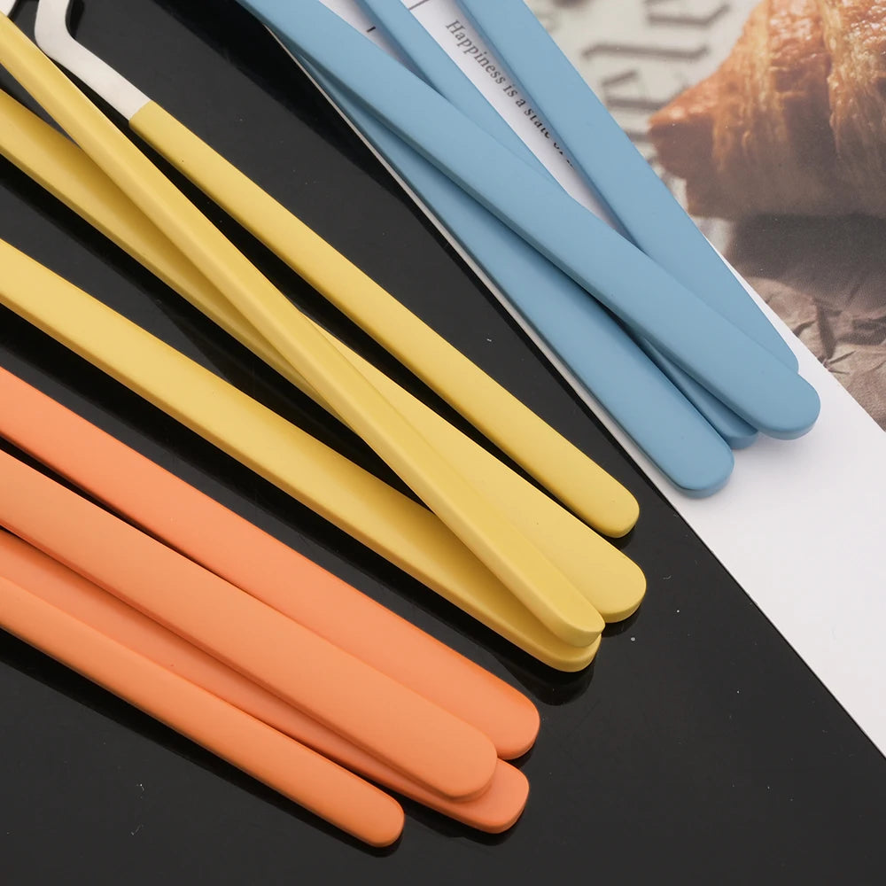 Luxury Flatware Orange Yellow Blue Silverware Handles For Surreal Dining