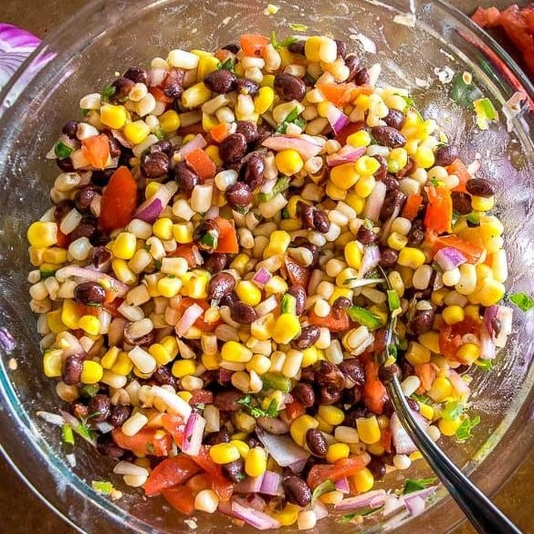 Cold Organic Black Bean and Corn Salad Is A Southeastern Meal with Loads of Flavor
