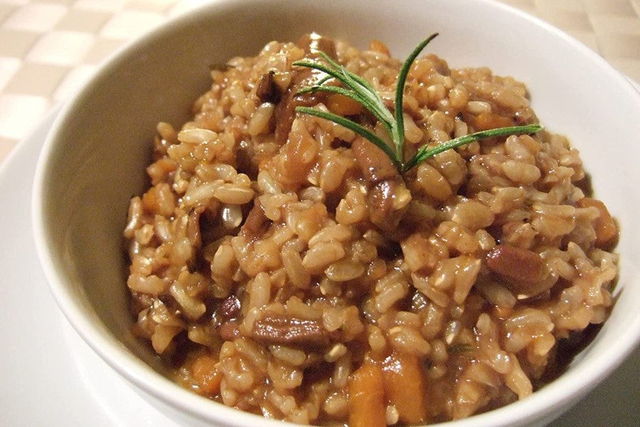 1,000 Springs Mill Organic Brown Rice Dish With Rosemary Garnish