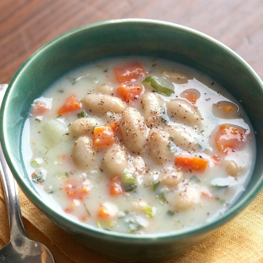 Settle In With A Savory Creamy Soup Using Springs Mill Organic Great Northern Beans