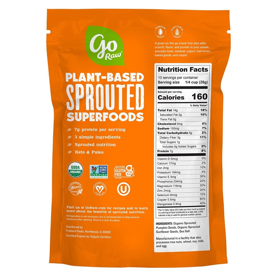 10oz Bag Go Raw Plant Based Sprouted Superfoods 3 Ingredient Organic Pumpkin And Sunflower Seeds With Sea Salt