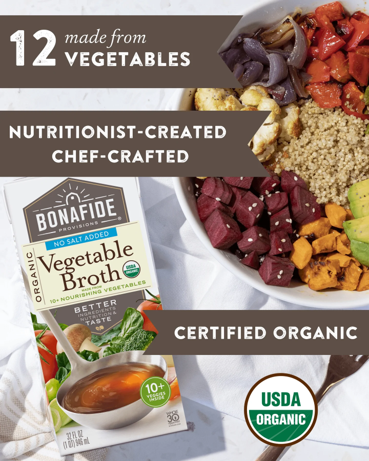 Bonafide Certified Organic Whole30 Approved Broth Made From 12 Vegetables No Salt Added Nutritionist Created Chef Crafted