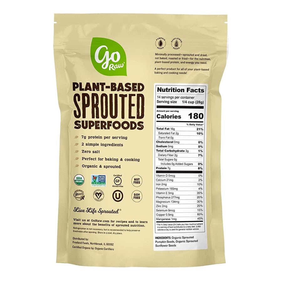 14oz Bag Go Raw Plant Based Sprouted Superfoods 2 Ingredient Organic Pumpkin And Sunflower Seeds With Zero Salt