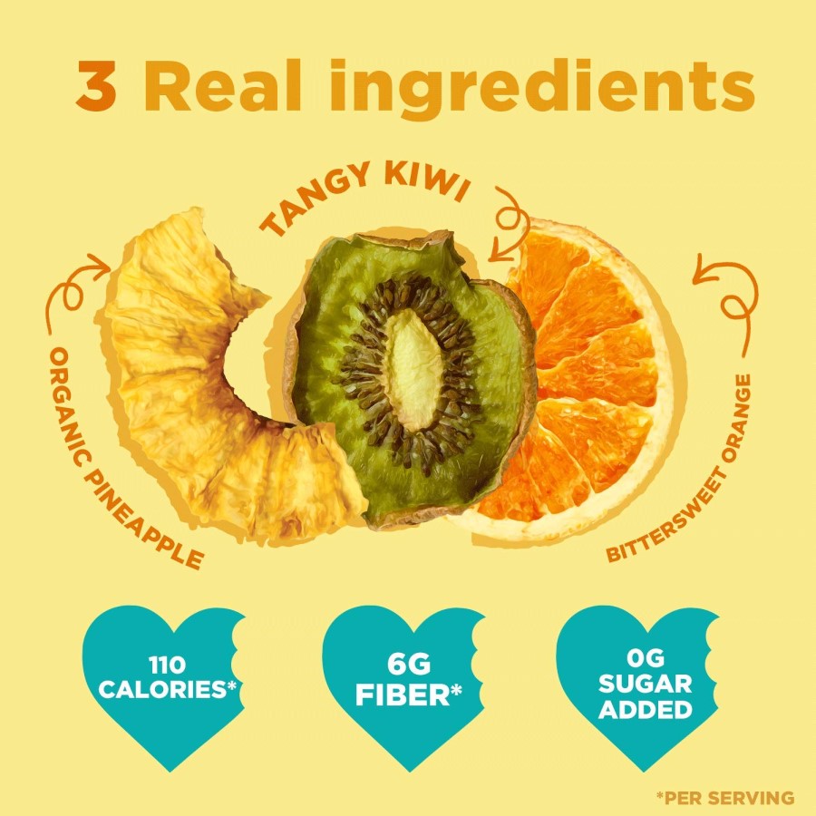 Rind 3 Real Ingredients Organic Pineapple Tangy Kiwi Bittersweet Orange No Sugar Added Fruit Snack