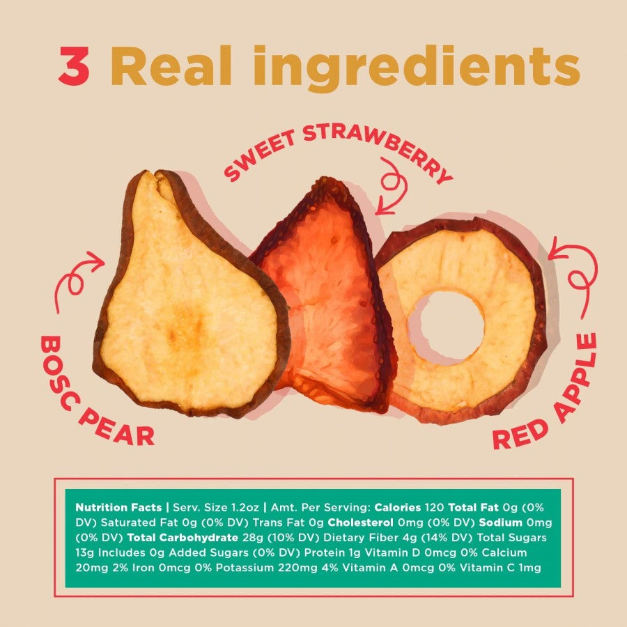 3 Real Ingredients Skin On Dried Fruit Rind Straw-Peary Nutrition Facts