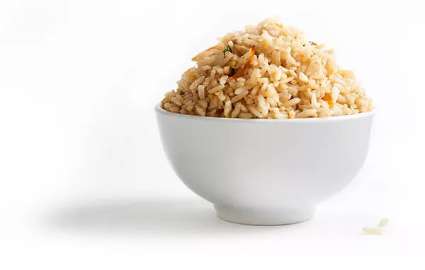 White Bowl Of Whole Grain 4Sisters Organic Brown Rice