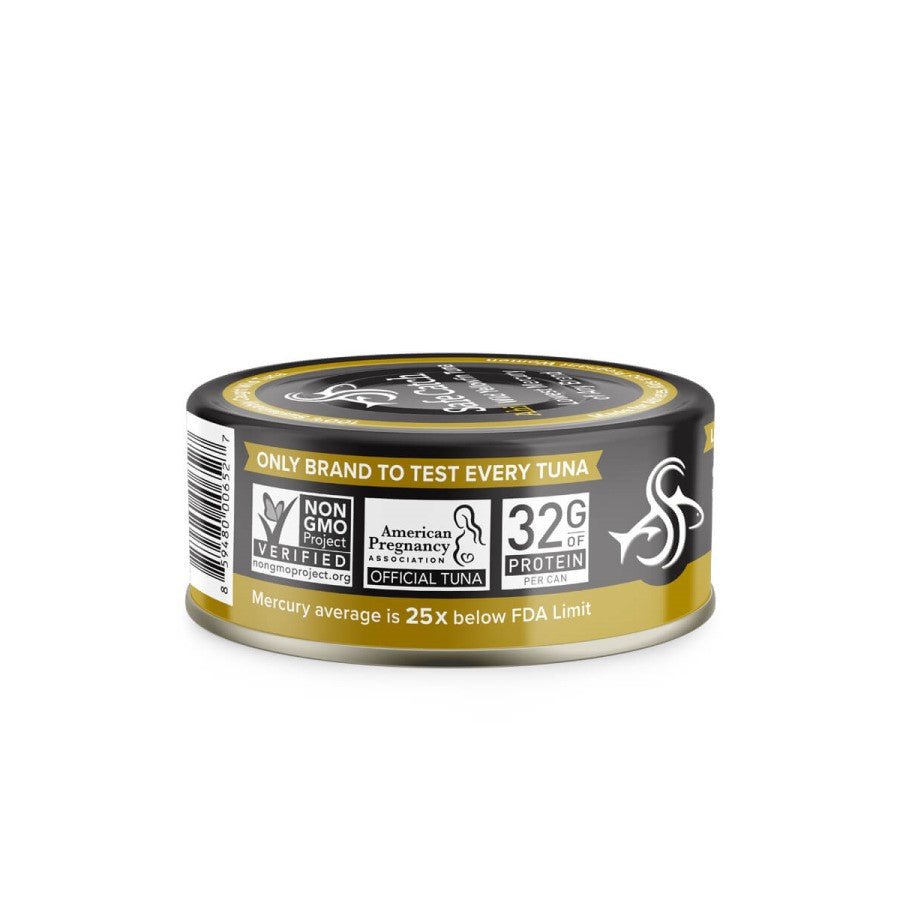 Non-GMO Safe Catch Ahi Wild Yellowfin Tuna In Extra Virgin Olive Oil Is American Pregnancy Association's Official Tuna With Mercury Average 25x Below FDA Limit And 32 Grams Protein Per Can