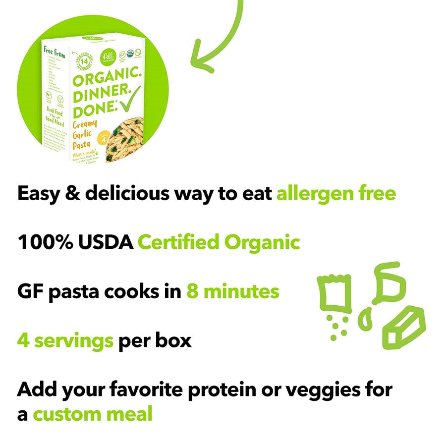 Easy Delicious Allergen Free Organic Gluten Free Pasta 4 Servings Per Box All Clean Food Garlic Pasta Dinner Kit