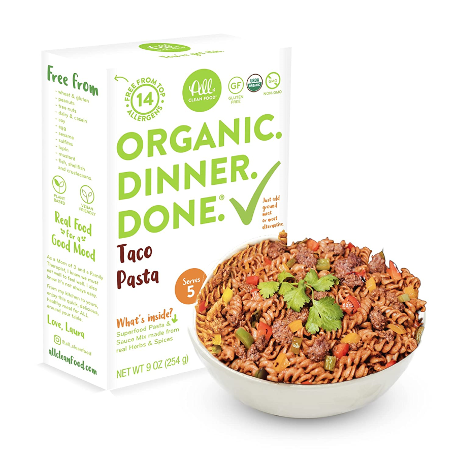 Delicious Organic Dinner Done Taco Pasta All Clean Food Dinner Kit