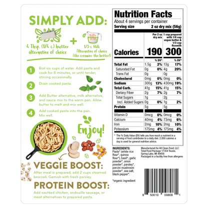 All Clean Food Dairy Free Porcini Mushroom Pasta Easy To Make Dinner Kit Healthy Real Food Ingredients Simple Cooking Instructions And Nutrition Facts
