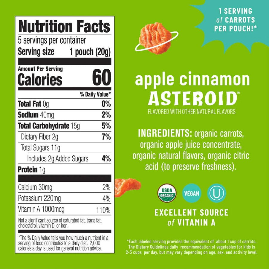 Eat The Change Apple Cinnamon Asteroid Carrot Chews Organic Ingredients Vegan Nutrition Facts