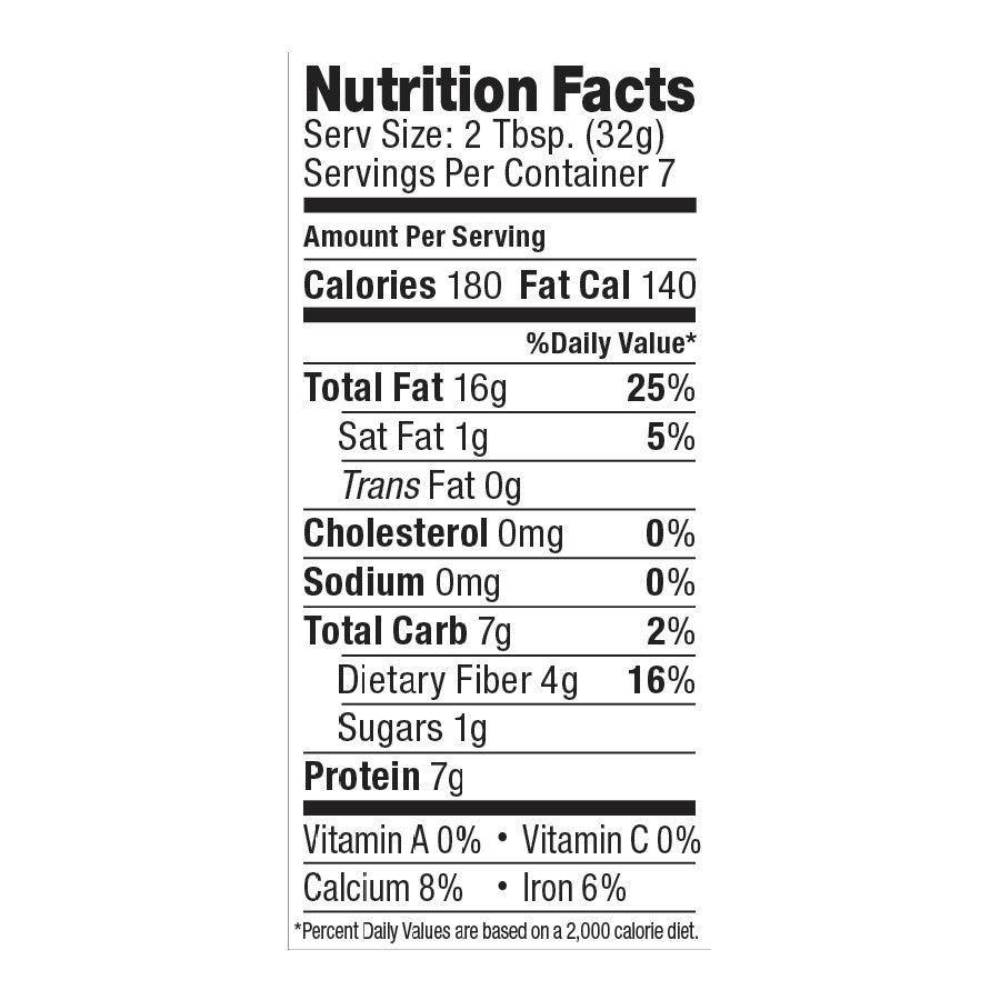 Artisana Organics Raw Almond Butter 8 Ounce Nutrition Facts Label