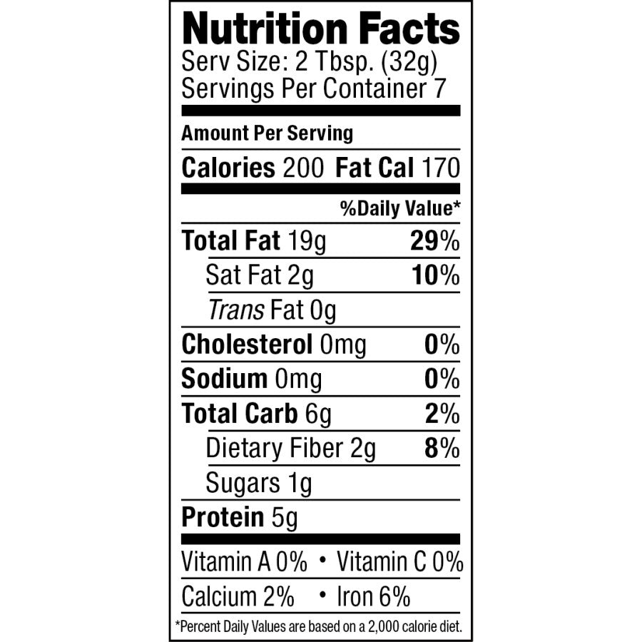 Artisana Organics Raw Walnut Butter With Cashews Nutrition Facts Label