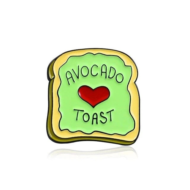 Bright Red Heart Avocado Toast Lapel Pin From Terra Powders