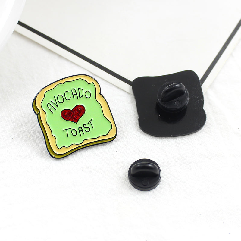 Brooch Front And Back Avocado Toast Pin Front And Back Style Of Lapel Pin