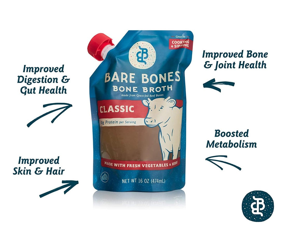 Grass Fed Beef Bones Classic Bone Broth From Bare Bones Healthy Benefits Infographic