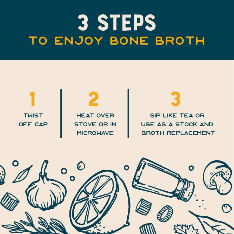 3 Steps To Enjoy Chicken Bone Broth Sip Like Tea Or Use As Stock And Broth Replacement Infographic Bare Bones