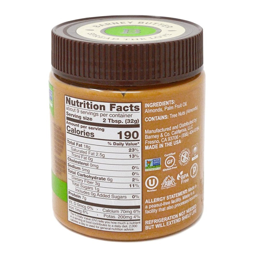 Barney's 10 Ounce Bare Crunchy Almond Butter Nutrition Facts And Ingredients