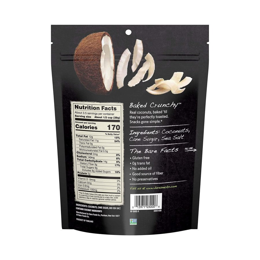 Bare Baked Crunchy Coconut Chips Toasted No Oil Added Nutrition Facts And Ingredients