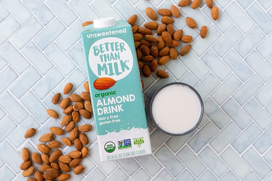 Almonds Cup Of Dairy Free Milk Box Of Unsweetened Better Than Milk Organic Almond Drink Vegan