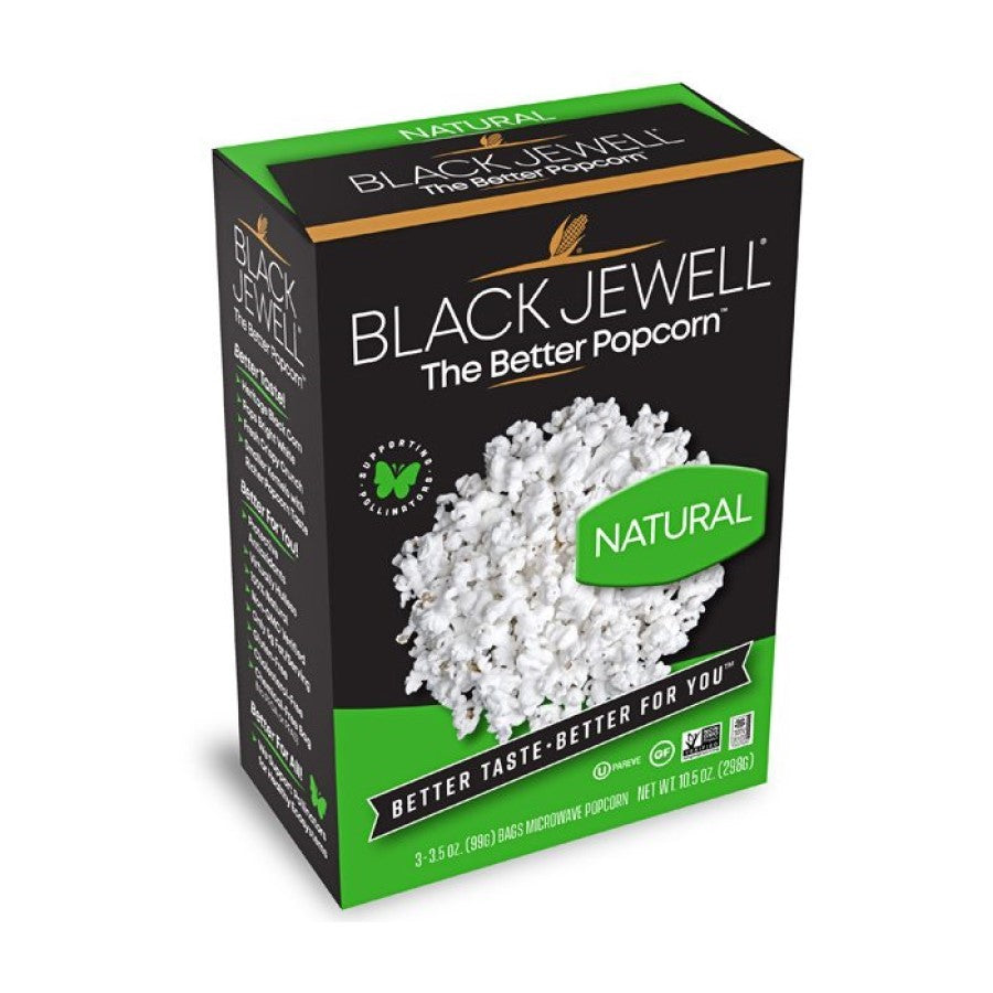 Black Jewell Microwave Popcorn Natural 10.5oz Box Of 3 Chemical Free Bags