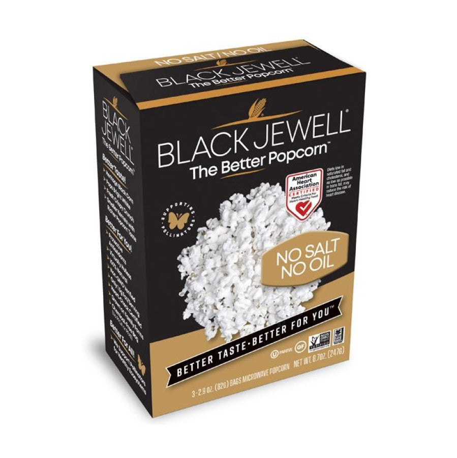 Black Jewell Microwave Popcorn No Salt No Oil 8.7oz Box Of 3 Chemical Free Bags