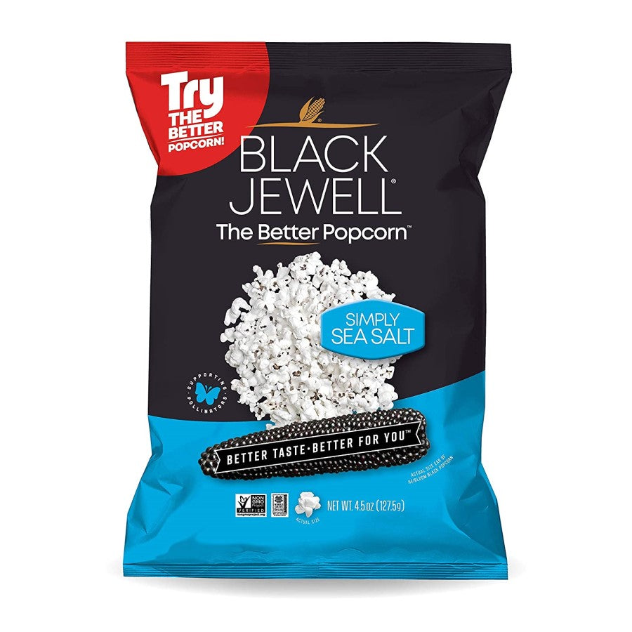 Black Jewell Popped Popcorn Simply Sea Salt 4.5oz Ready To Eat Bagged Popcorn