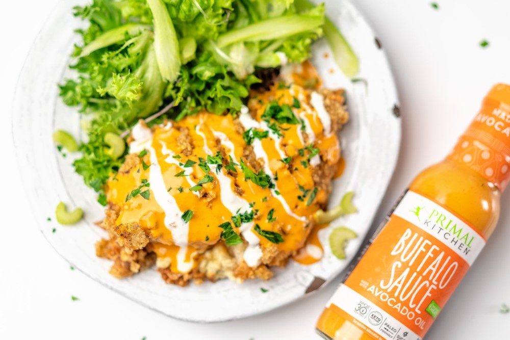 Blue Cheese Stuffed Chicken Breasts With Avocado Oil Buffalo Sauce From Primal Kitchen