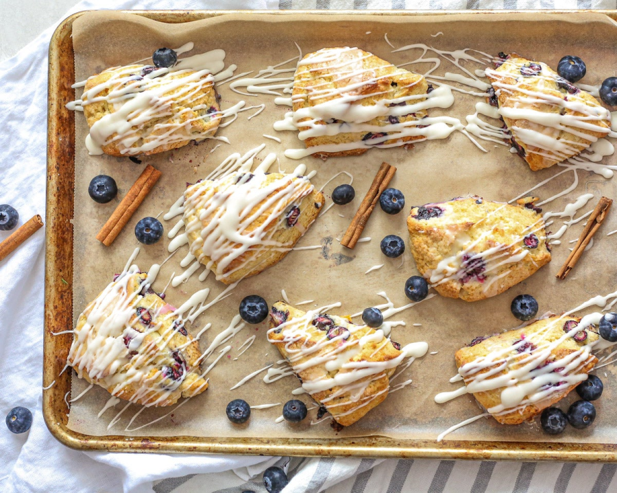 Blueberry Cinnamon Scones Baked On Unbleached Parchment Paper Sheet From If You Care