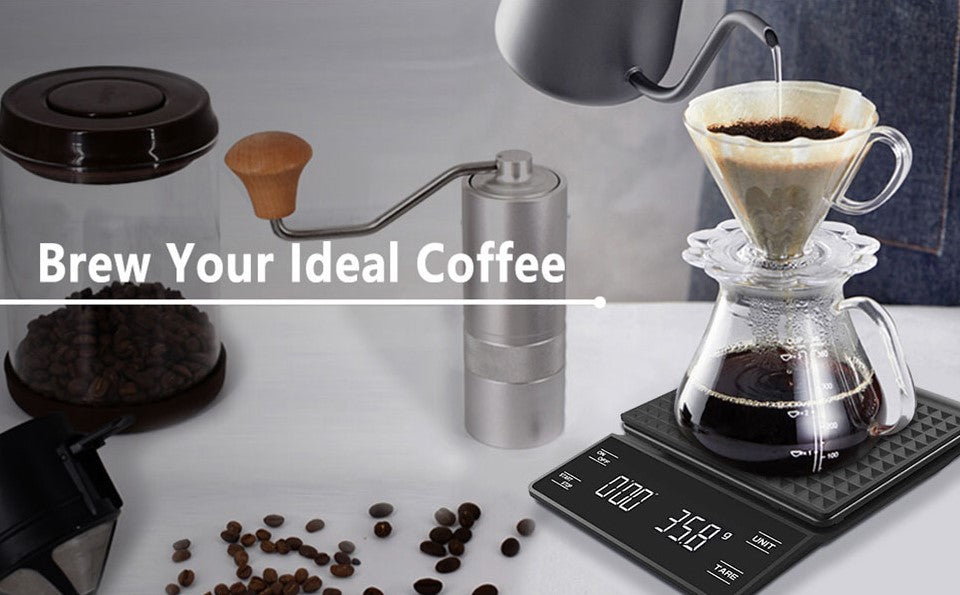 Brew Your Ideal Coffee With Terra Powders Organic Coffee Beans And Modern Black Digital Coffee Scale