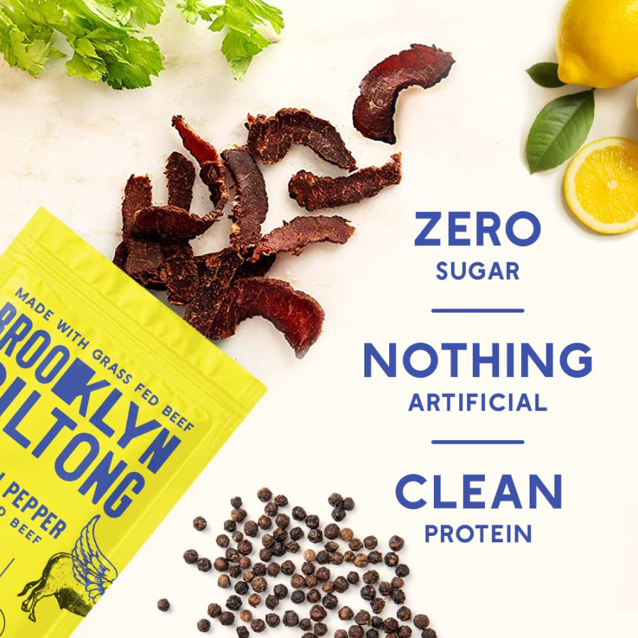 Grass Fed Beef Lemon Pepper Brooklyn Biltong Has Zero Sugar Nothing Artificial And Is Clean Protein