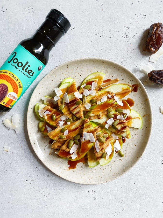 Healthy Caramel Apple Nachos Recipe Using Joolies Original Organic Date Syrup