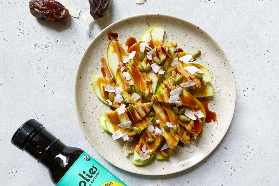 Joolies Date Syrup Is Delicious On Cinnamon Caramel Apple Nachos With Coconut And Pumpkin Seeds