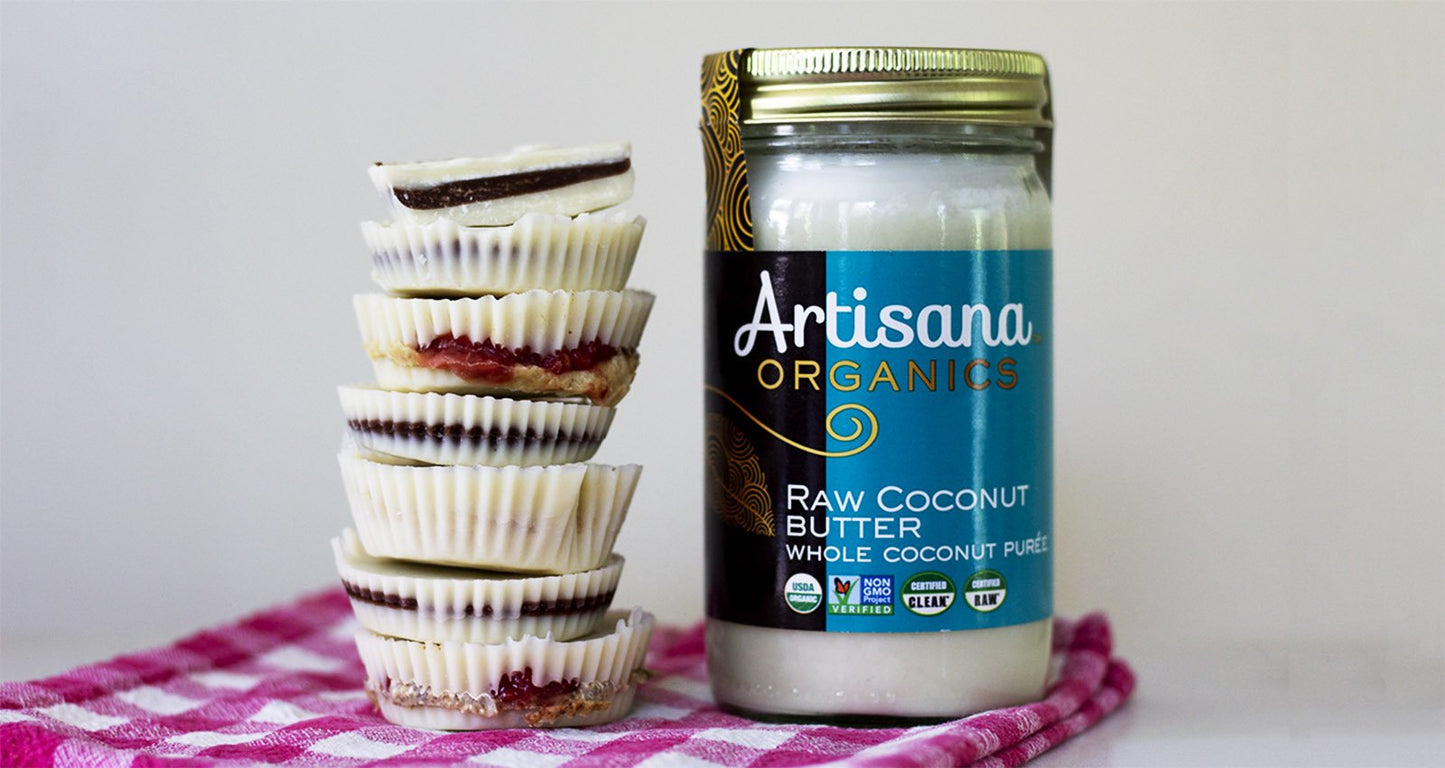 Artisana Organics Recipe Cashew Butter And Jelly Coconut Butter Cups Made Using Raw Coconut Butter