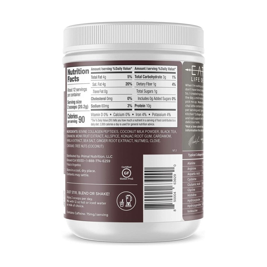 Collagen Peptide Powder Nutrition Facts Chai Tea Keto Latte Ingredients Primal Kitchen Drink Mix