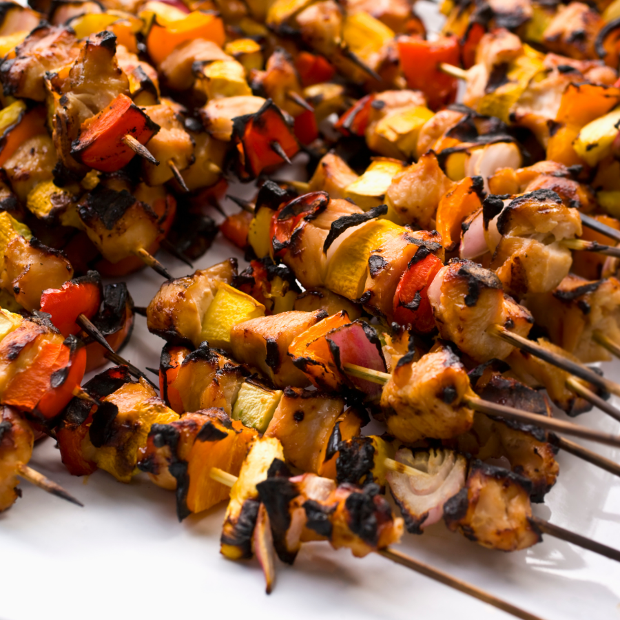 Grilled Kabobs For Enjoying Primal Kitchen Golden BBQ Sauce From Terra Powders