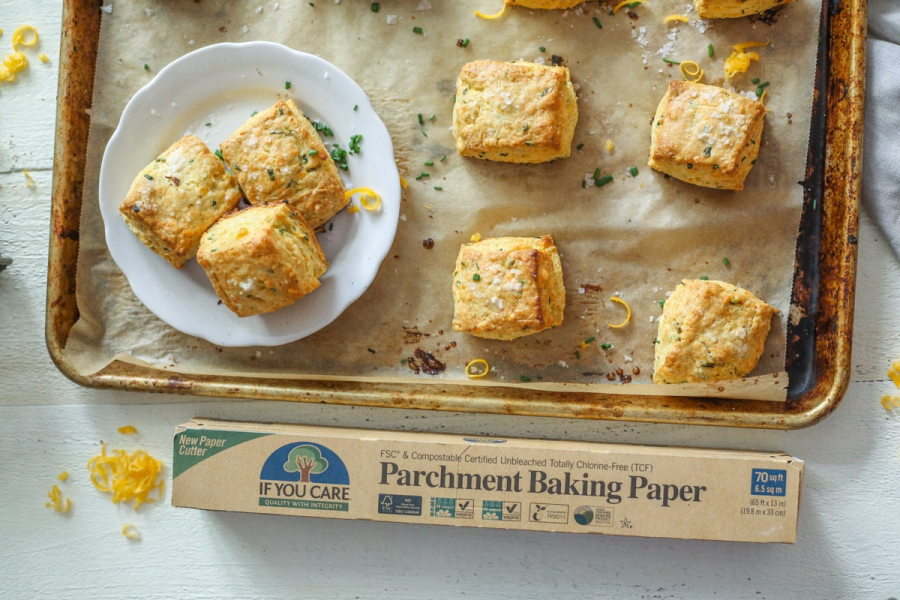 Cheddar Chive Biscuits Baked On If You Care Unbleached Parchment Baking Paper
