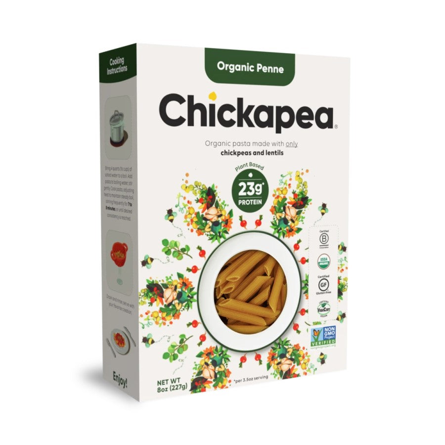 Box Of Organic Penne Plant Based Lentil And Chickpea Pasta From Chickapea