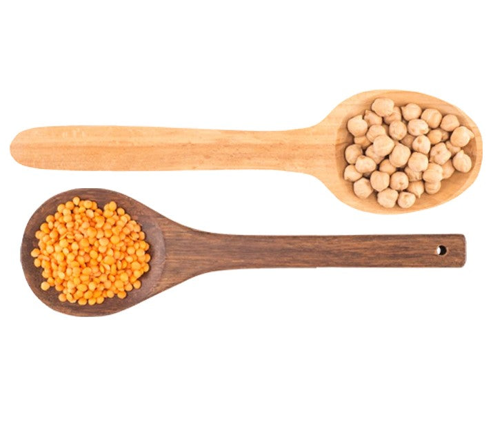Chickpeas And Lentils On Wooden Spoons Simple Clean Ingredients In Chickapea Gluten Free Pasta