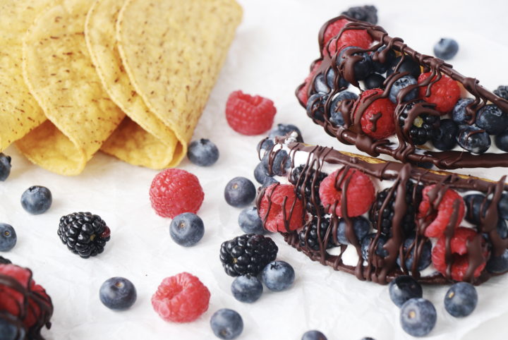Pascha Recipe Chocolate Dessert Tacos With Bittersweet Chocolate Chips And Fresh Berries
