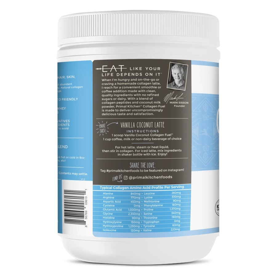 Mark Sisson Collagen Fuel Primal Kitchen Vanilla Coconut Latte Instructions Collagen Amino Acid Profile