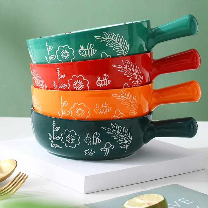 Colorful Baking Dishes Stack Of Oven Safe Ceramic Bowls With Handles