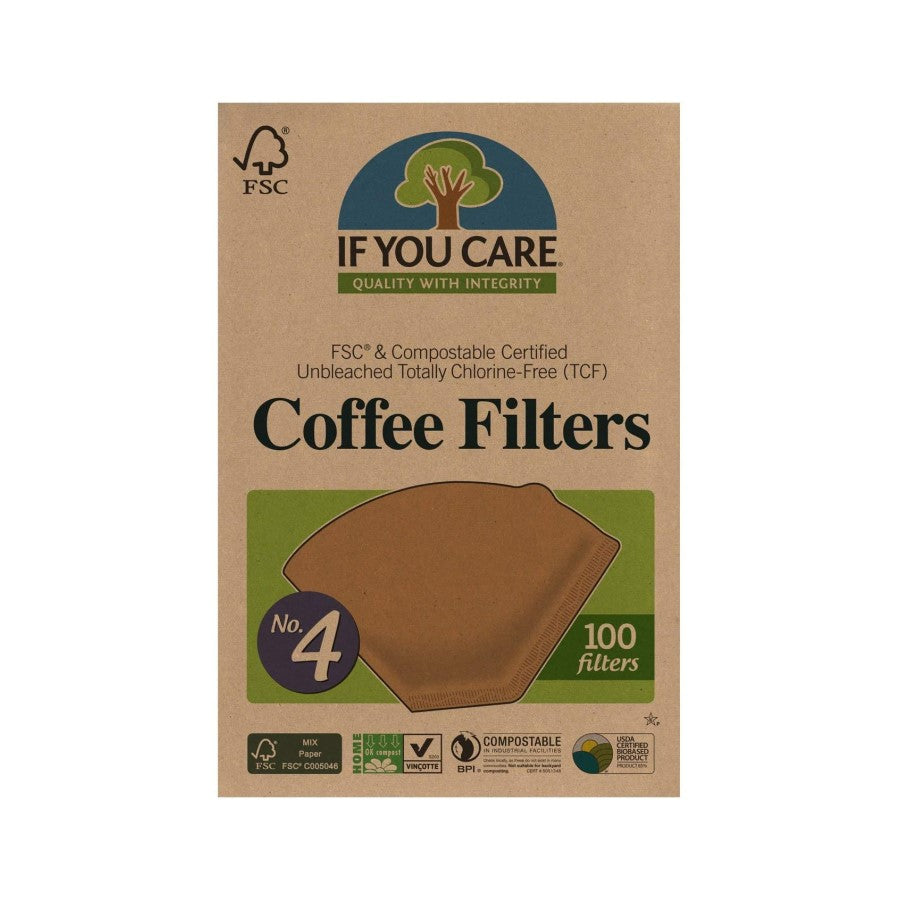 Unbleached If You Care Number 4 Coffee Filters Box Of 100