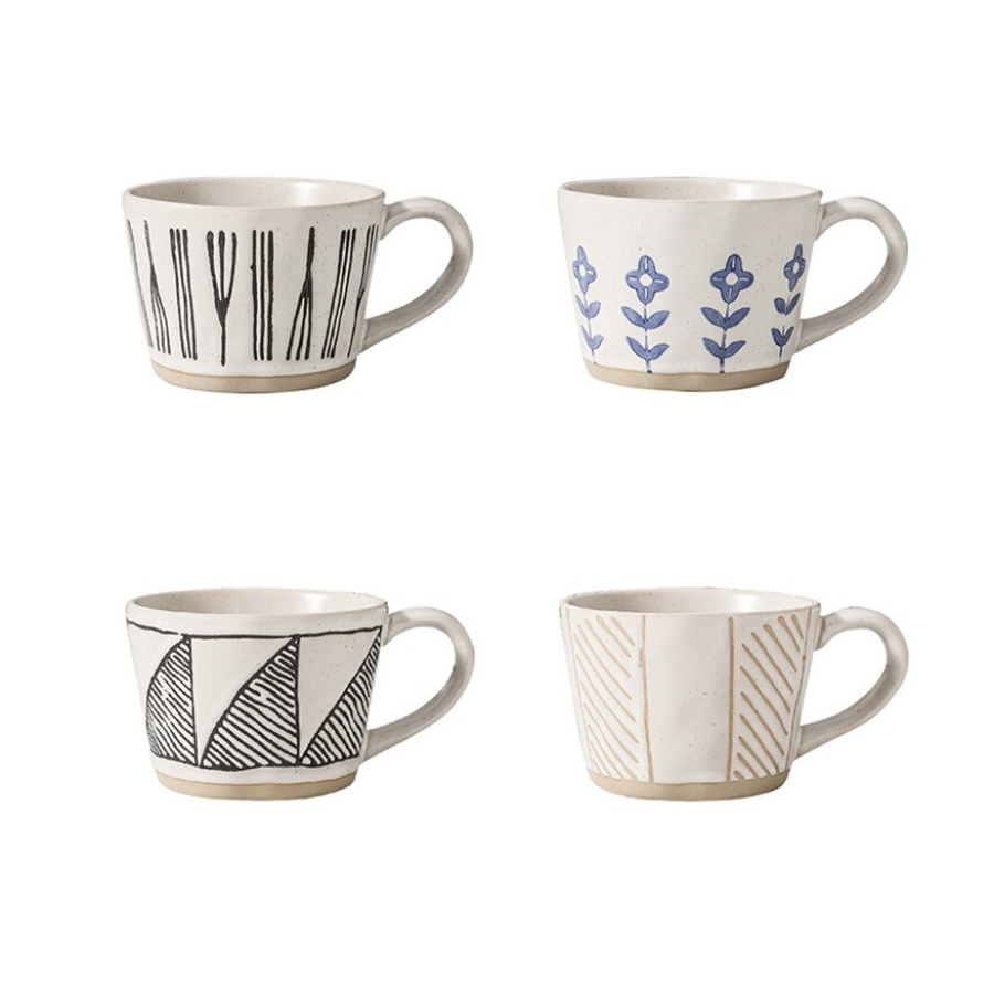Craft Style Irregular Shaped Ceramic Mugs With Exposed Base