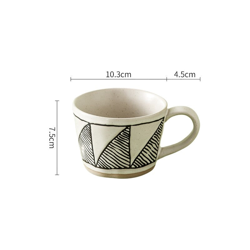 Diagonal Pattern Craft Style Ceramic Mug With Exposed Base